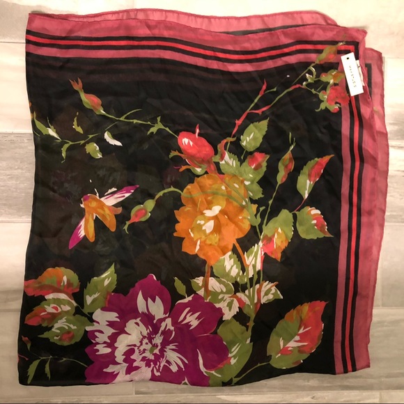 Max Studio Accessories - Max Studio Floral Scarf Black Bright